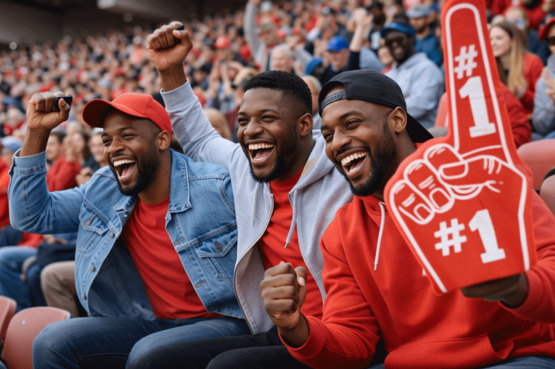 African American men attending a sporting event